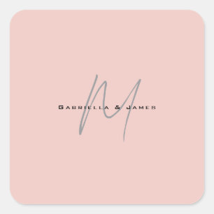 Lovely Monogrammed Calligraphy Pastel Colour Names Square Sticker