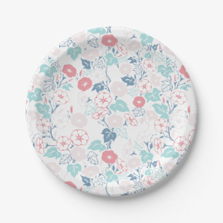Lovely Morning Glory Illustration Paper Plate