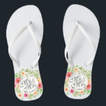 Lovely Mr. and Mrs. Floral Wedding Flip Flops<br><div class="desc">For further customisation,  please click the "Customise" button and use our design tool to modify this template. If the options are available,  you may change text and image by simply clicking on "Edit/Remove Text or Image Here" and add your own. Designed by Freepik.</div>