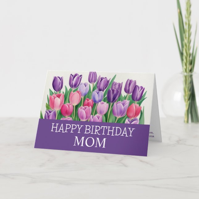 Lovely Mum Birthday Sweet Watercolor Tulip Flora  Card (Front)