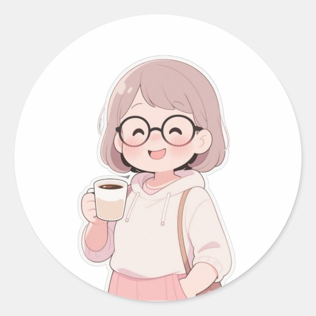 👩 Lovely Mum Classic Round Sticker (Front)