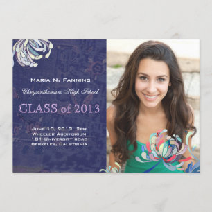 Lovely Mum Floral Graduation Photo Announcement