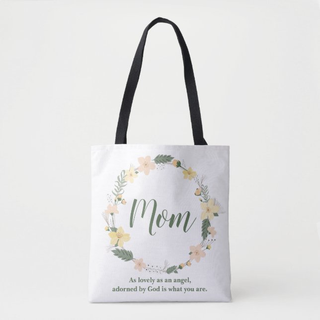 Lovely Mum Floral Tote Bag (Front)