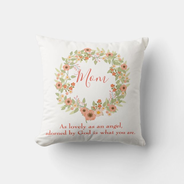 Lovely mum floral wreath cushion (Front)