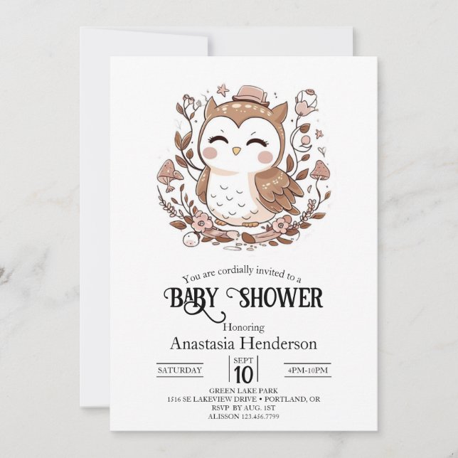 Lovely Mystical Owl Baby Shower Invitation (Front)