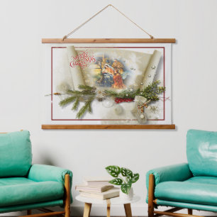 Lovely nativity collage custom hanging tapestry