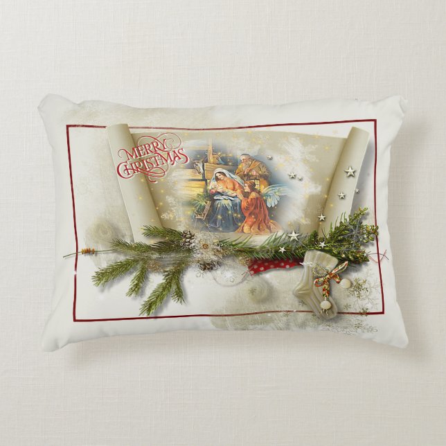 Lovely nativity collage custom holiday  decorative cushion (Front)