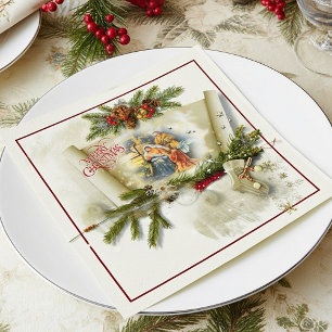 Lovely nativity collage custom holiday  napkin