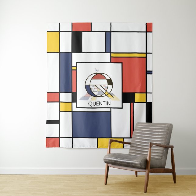 Lovely Neoplasticism Art Monogram. Letter Q Tapestry (In Situ)