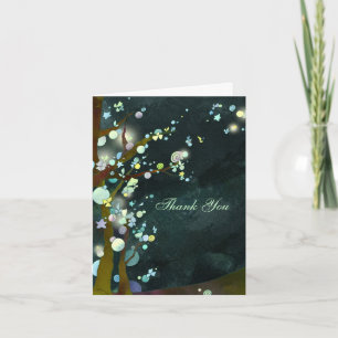 Lovely Night Rustic Dark Green Wedding Thank You Card
