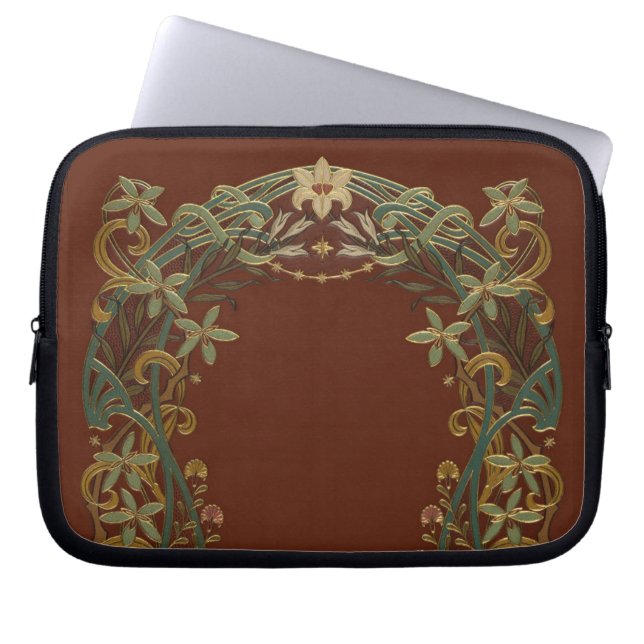 Lovely Nouveau Floral With Lily Laptop Sleeve (Front)