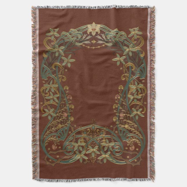 Lovely Nouveau Floral With Lily Throw Blanket (Front Vertical)
