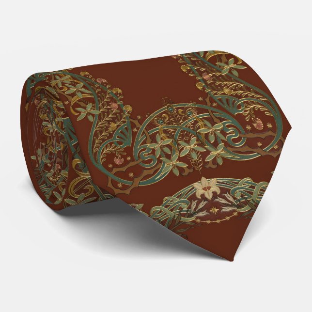 Lovely Nouveau Floral With Lily Tie (Rolled)