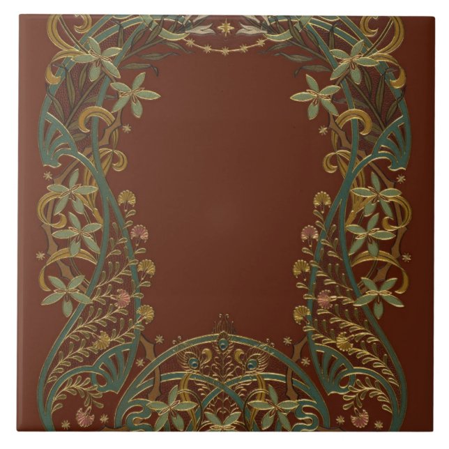 Lovely Nouveau Floral With Lily Tile (Front)