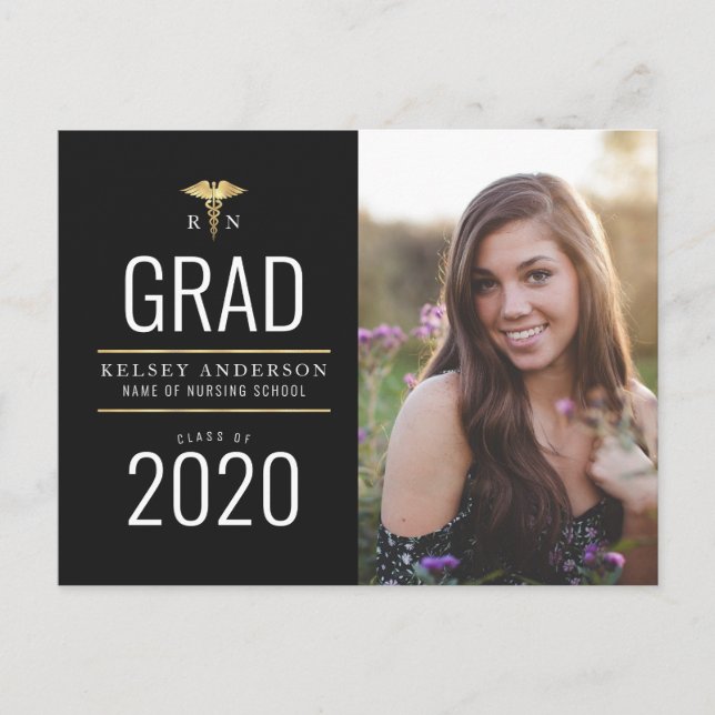 lovely nursing school graduation announcement postcard (Front)