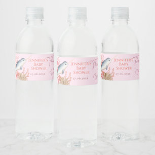 Lovely ocean baby Narwhal & seashells Baby Shower  Water Bottle Label