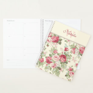 Lovely Old Fashioned Red and Pink Roses and Pearls Planner