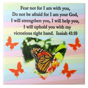 LOVELY ORANGE BUTTERFLY ISAIAH 41:10 DESIGN TILE
