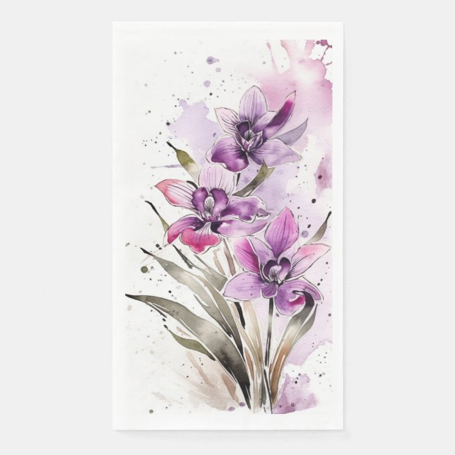 Lovely Orchid Guest Towels Napkin (Front)
