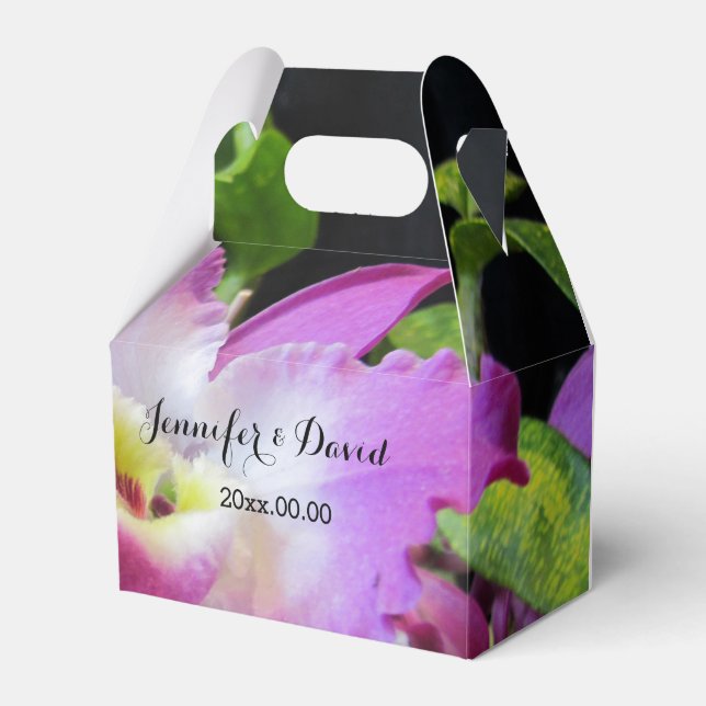 Lovely Orchid Wedding Gable Favour Box (Front Side)
