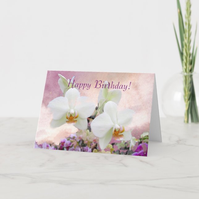 Lovely Orchids Birthday Greeting Card (Front)