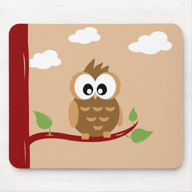 Lovely Owl with Bright Eyes Mouse Pad (Front)