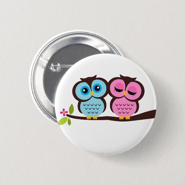 Lovely Owls 6 Cm Round Badge (Front & Back)