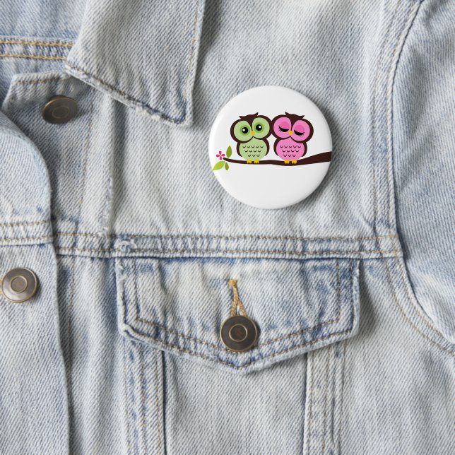Lovely Owls 6 Cm Round Badge (In Situ)