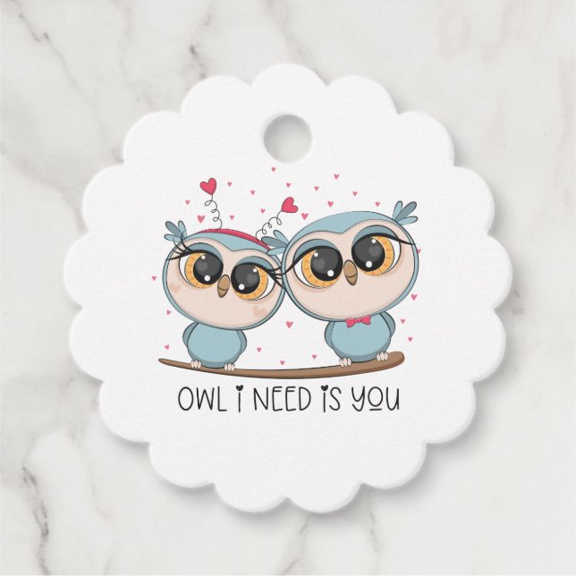 Lovely Owls in Love Favour Tags (Front)