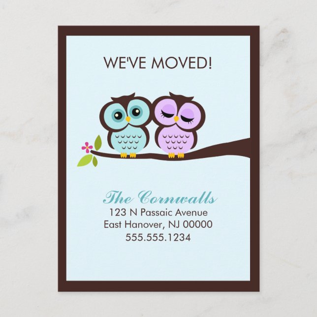Lovely Owls Moving Announcements (Front)