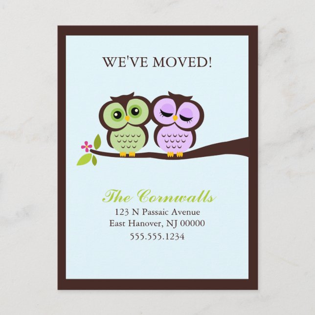 Lovely Owls Moving Announcements (Front)
