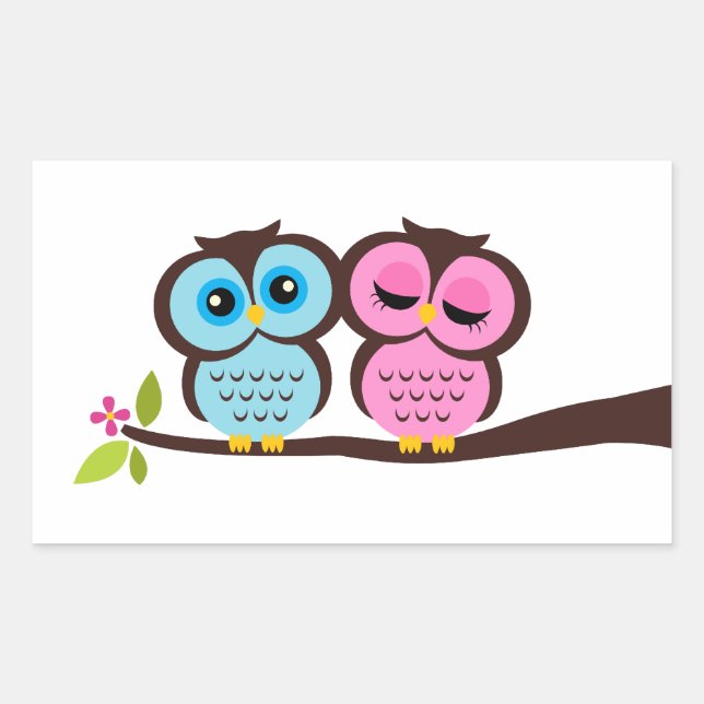 Lovely Owls Rectangular Sticker (Front)
