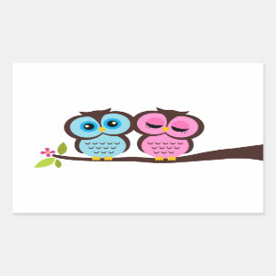 Lovely Owls Rectangular Sticker