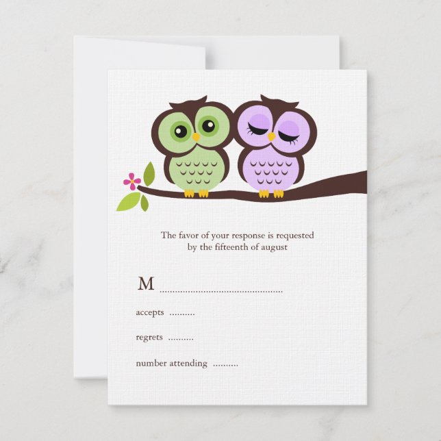 Lovely Owls Wedding Response Cards (Front)