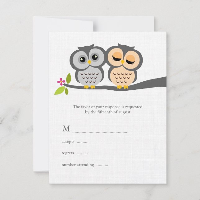 Lovely Owls Wedding Response Cards (Front)