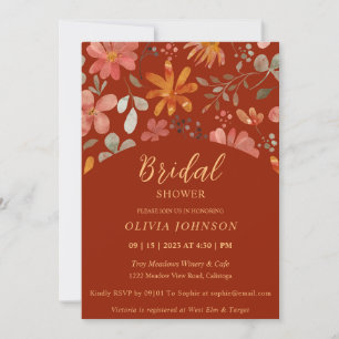 Lovely Painted Flowers Bridal Shower Invitation
