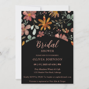 Lovely Painted Flowers Bridal Shower Invitation