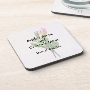 Lovely Pale Pink Tulips Wedding Products Coaster