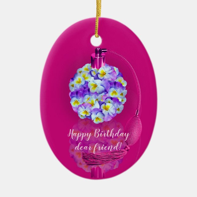 Lovely Pansy Atomizer  Birthday Party Ceramic Tree Decoration (Front)