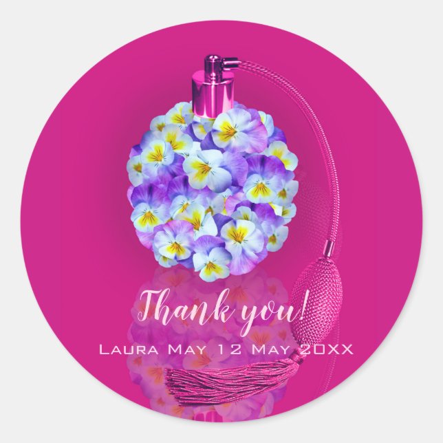 Lovely Pansy Atomizer Birthday Party Classic Round Sticker (Front)