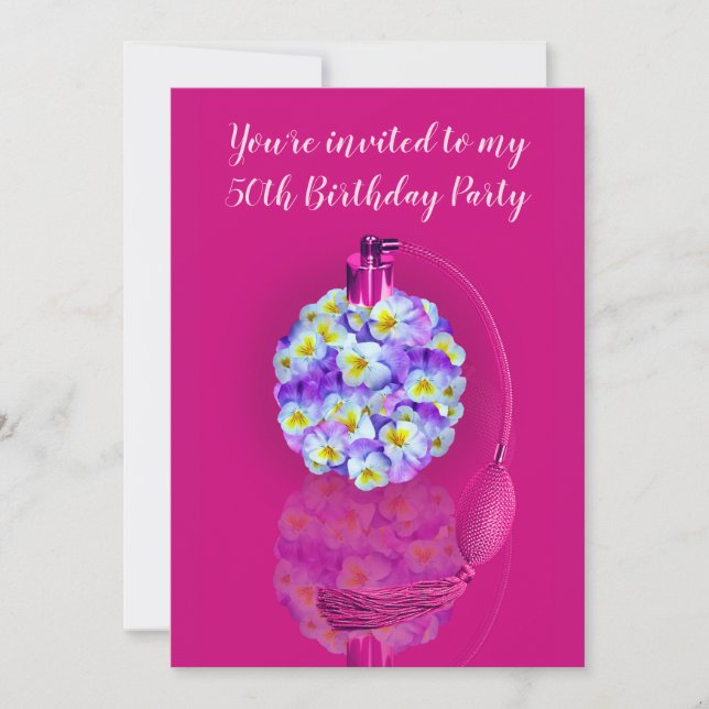Lovely Pansy Atomizer Birthday Party Invitation (Front)
