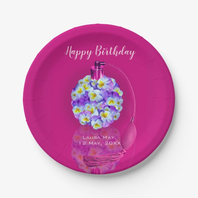 Lovely Pansy Atomizer  Birthday Party Paper Plate (Front)