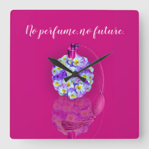 Lovely Pansy Atomizer Square Wall Clock