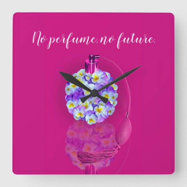 Lovely Pansy Atomizer Square Wall Clock (Front)