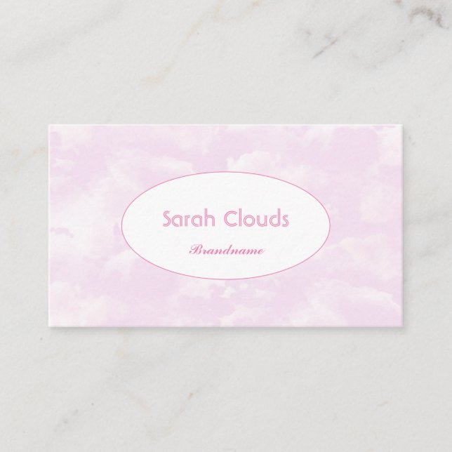 Lovely Pastel Baby Pink Sky Clouds Elegant Stylish Business Card (Front)