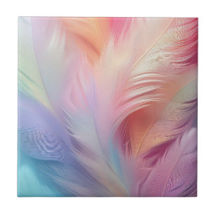 Lovely Pastel Feathers  Tile