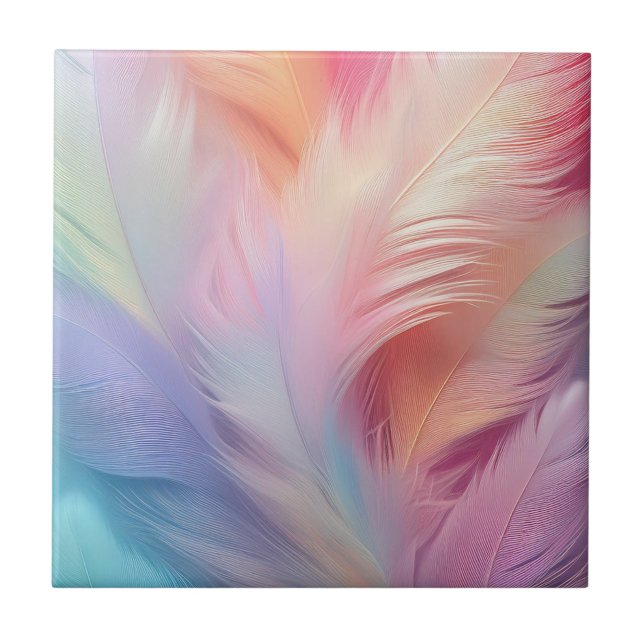 Lovely Pastel Feathers  Tile (Front)