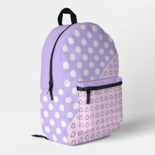 Lovely Pastel Pink And Lavender Dots And Hearts Printed Backpack