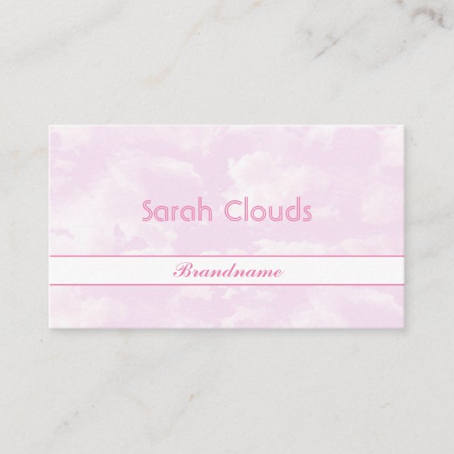 Lovely Pastel Pink Sky Clouds Trendy Girls Style Business Card (Front)