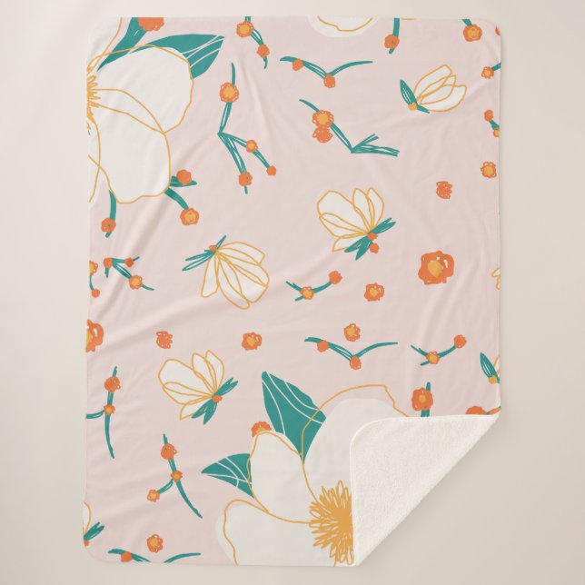 Lovely pastel wildflower elegant cute baby girl sherpa blanket (Front)